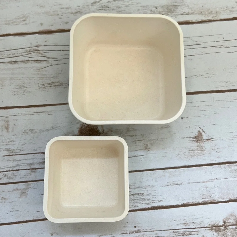 Bamboo‎ Fiber Nesting Bowls Teal Floral Bee Leaf Print Set of 2 S/M